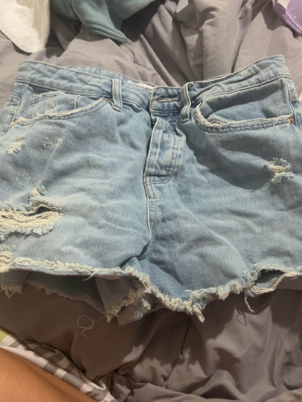 YMI Light Blue Distressed Denim Jean Shorts